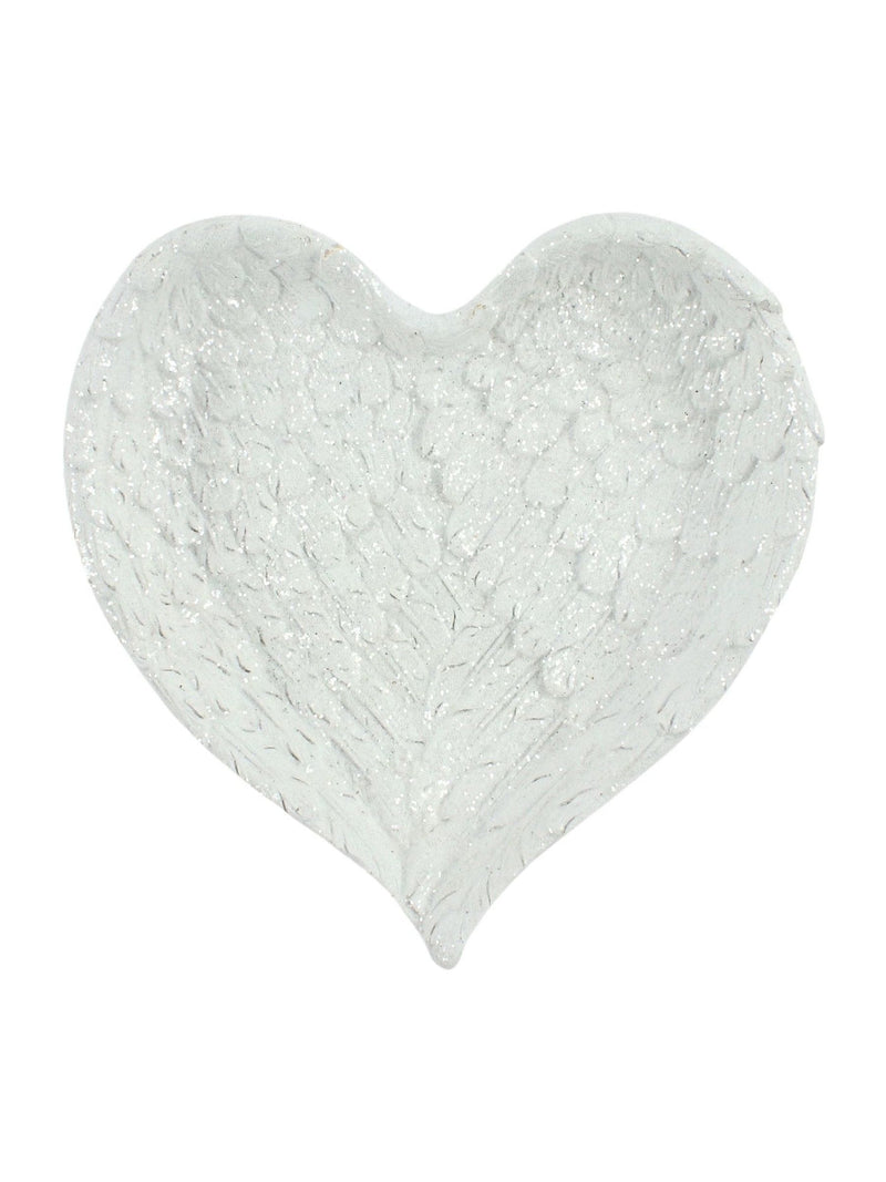 Something Different white glitter heart angel wing trinket dish (British brand)