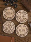 Something Different set of 4 Norse wood slice coasters, UK version