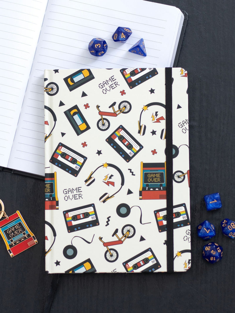 Something Different white retro 80s print A5 notebook, UK version