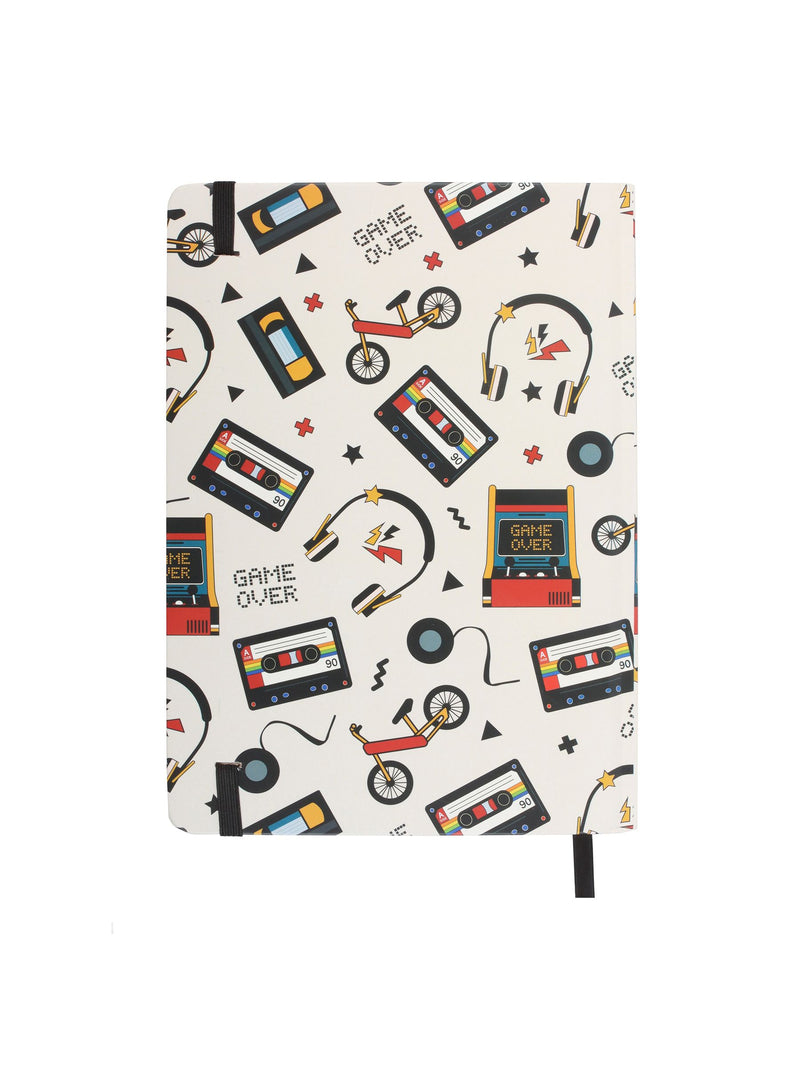 Something Different white retro 80s print A5 notebook, UK version