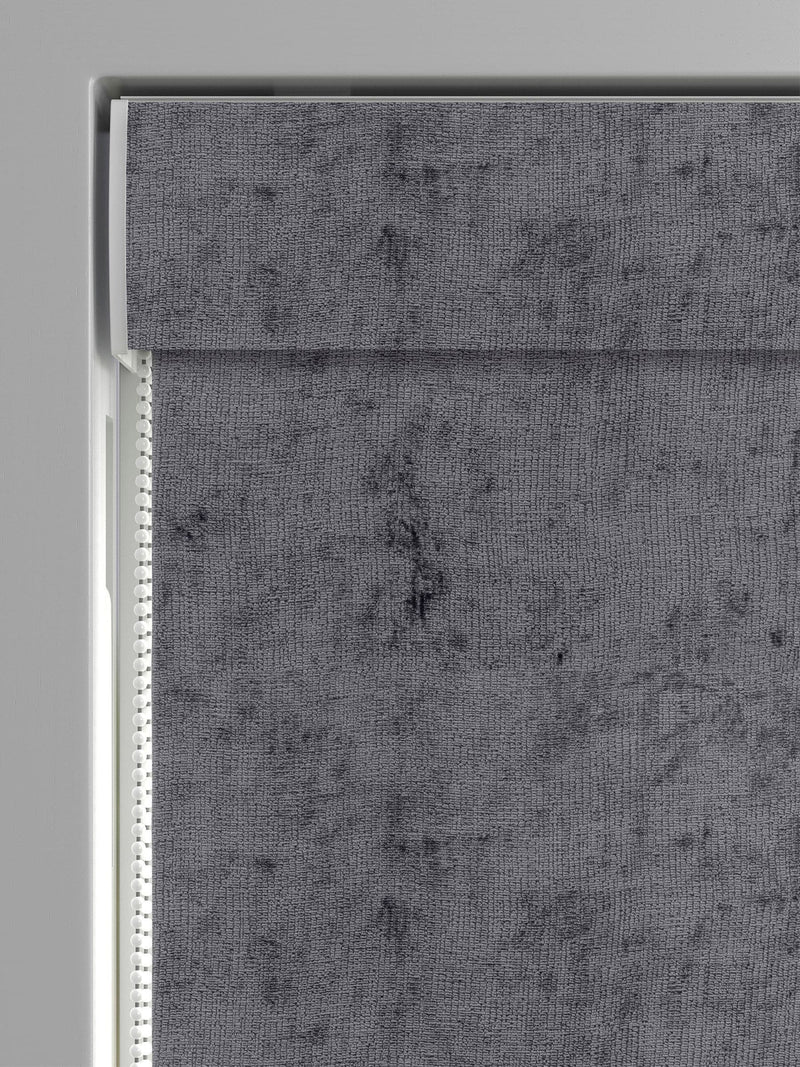 Charcoal grey plush chenille roman blind, made to measure, UK version