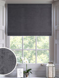 Charcoal grey plush chenille roman blind, made to measure, UK version