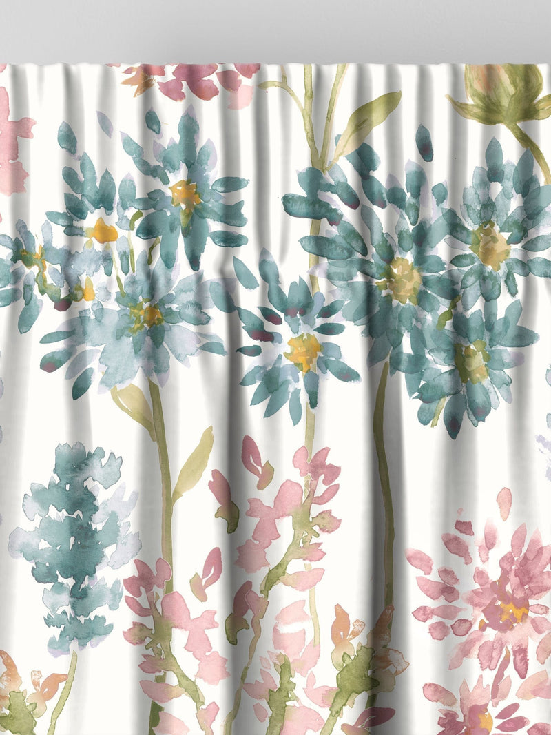Blue floral made to measure Peony Odilon curtains - British product