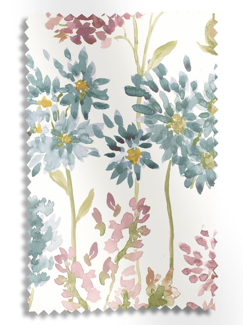 Blue floral made to measure Peony Odilon curtains - British product