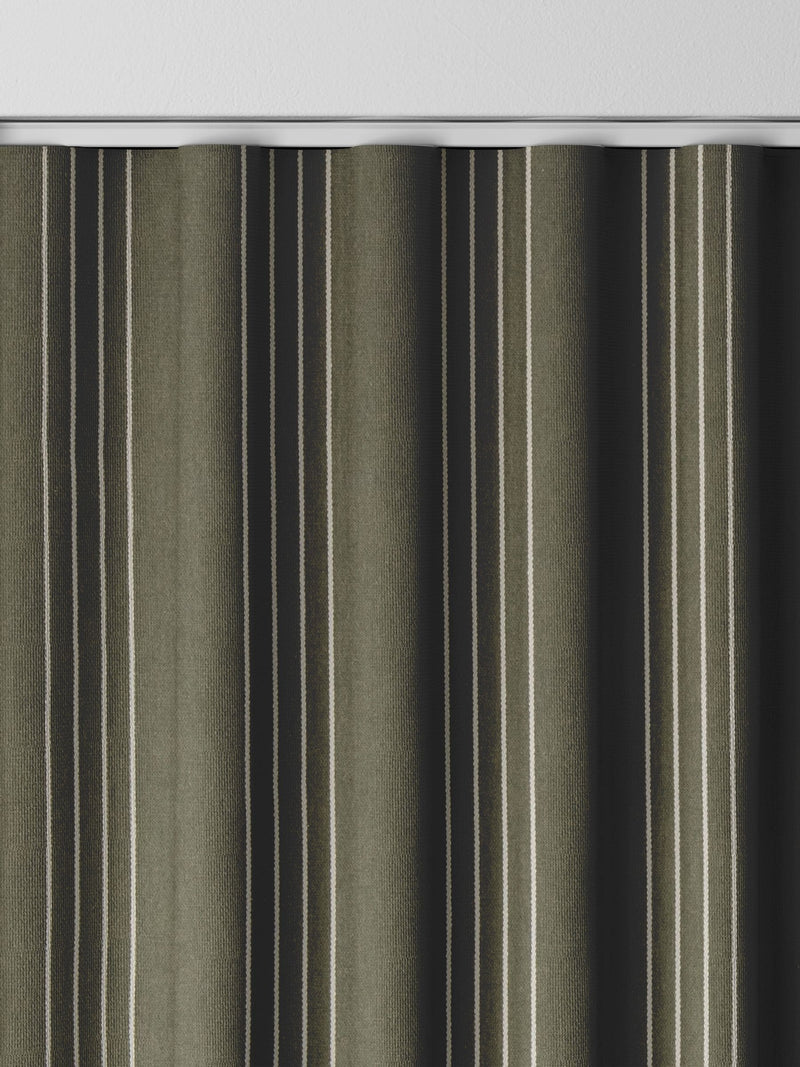 Pine Leuwin green stripe curtains, UK version