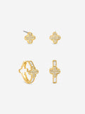 Jon Richard gold tone pave clover hoop earrings pack of 2, UK version