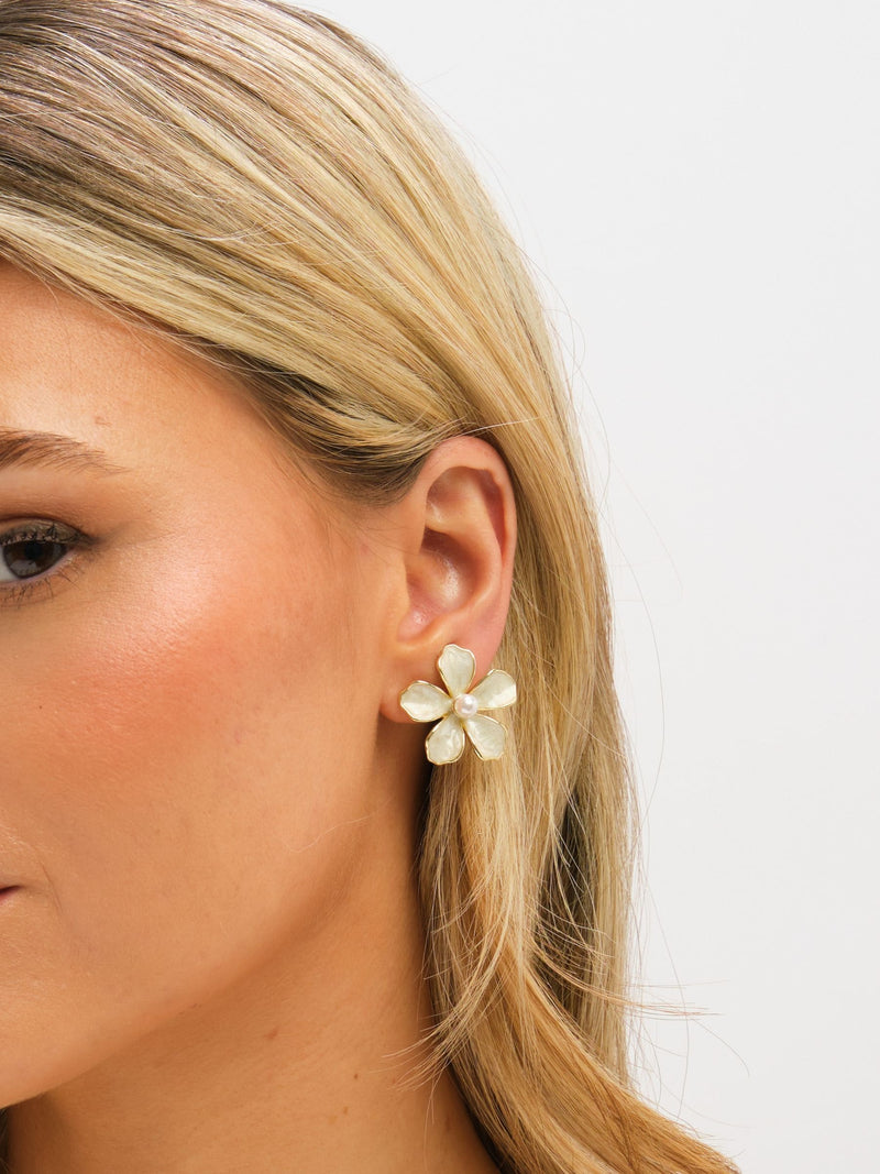 Jon Richard enamel flower clip earrings gold tone - British product