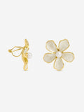 Jon Richard enamel flower clip earrings gold tone - British product