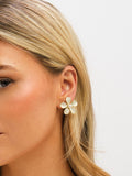 Jon Richard enamel flower clip earrings gold tone - British product