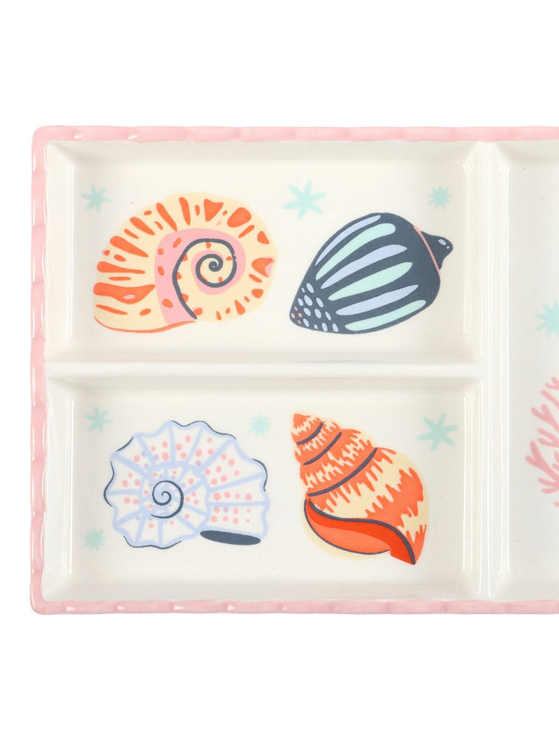 Something Different white shell coral trinket tray 25.5cm (British brand)