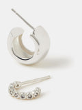 Accessorize silver tone chunky hoop earrings 2 pack - British product