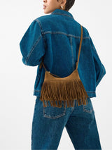 Next Accessorize Brown Fringe Suede Cross-Body Bag- Buy online at McGrocer