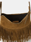 Accessorize brown suede cross body bag with fringe - British product