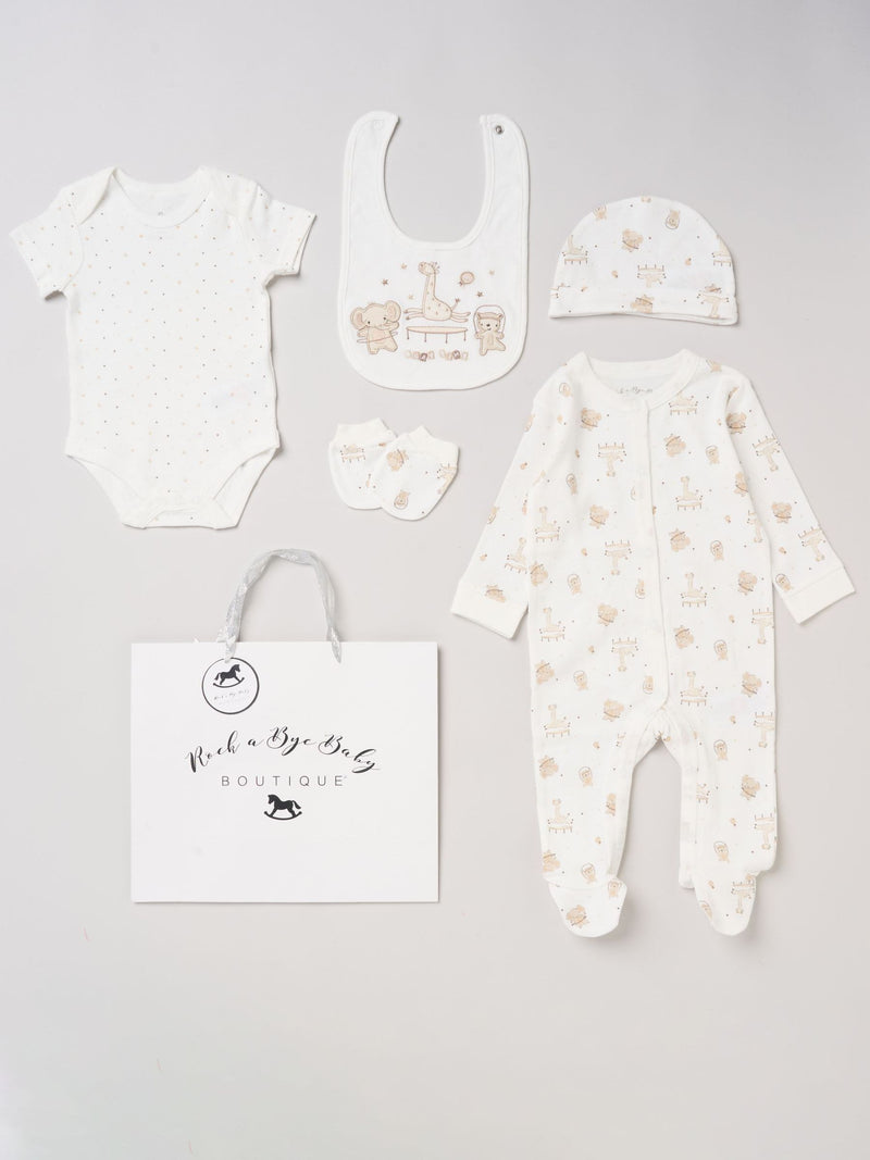 Rock-A-Bye Baby cream floral baby gift set 5 piece, imported from the UK
