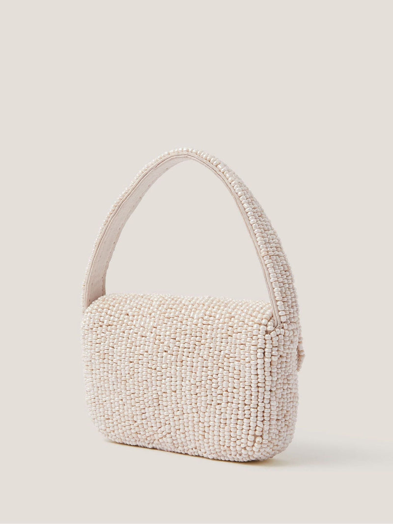 Monsoon cream mini flower beaded bag - British product