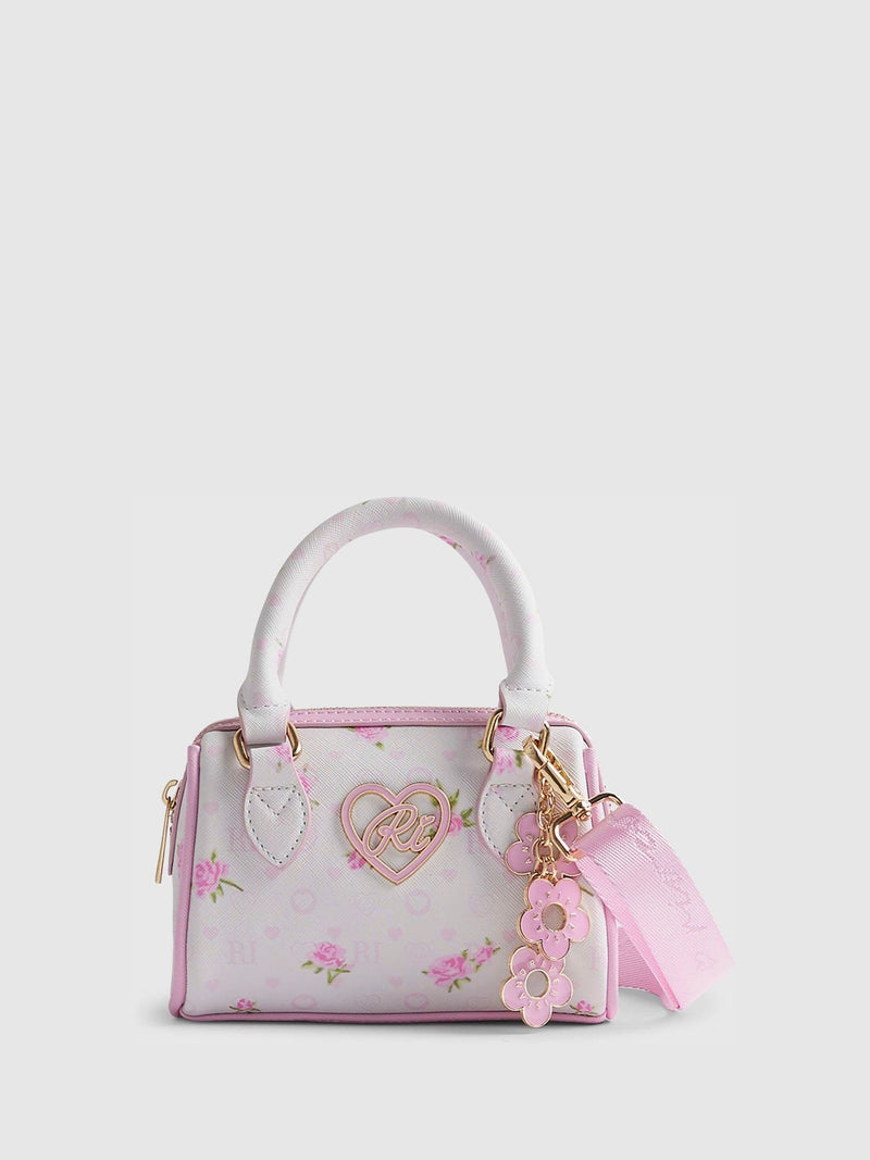 River Island white ditsy mini bowler bag - British product