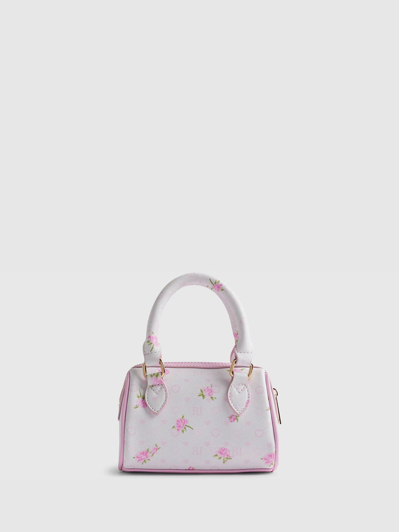River Island white ditsy mini bowler bag - British product