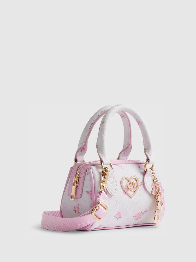 River Island white ditsy mini bowler bag - British product