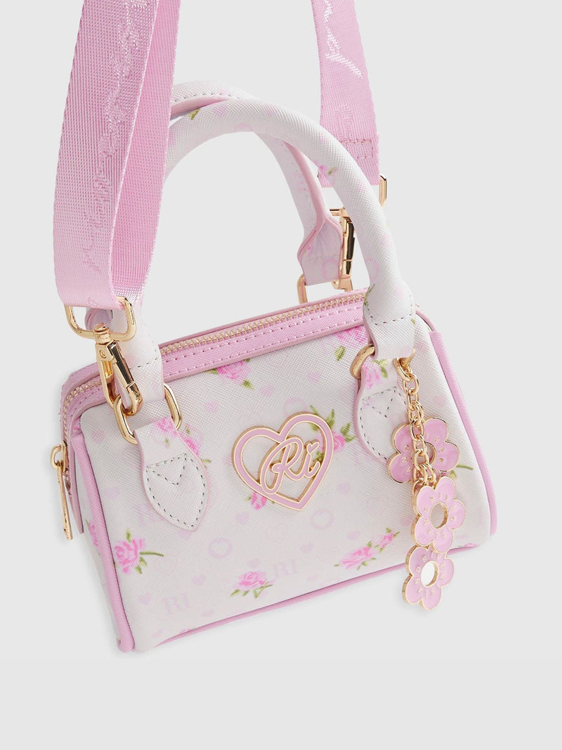 River Island white ditsy mini bowler bag - British product