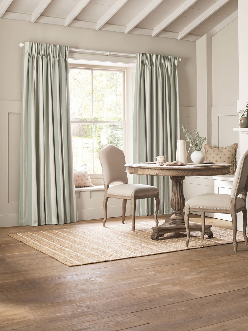 Sophie Allport sage Witham stripe made to measure curtains (British brand)