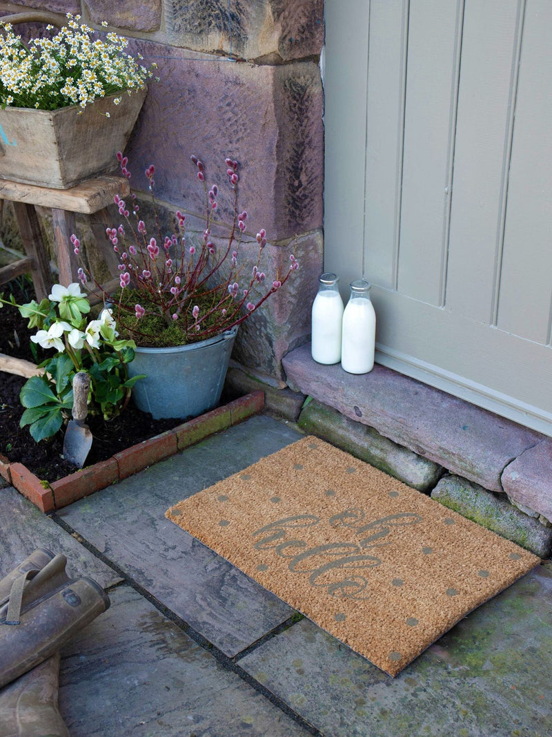 Artsy Mats Grey Oh Hello doormat 60x40cm, UK version