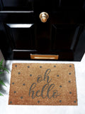 Artsy Mats Grey Oh Hello doormat 60x40cm, UK version