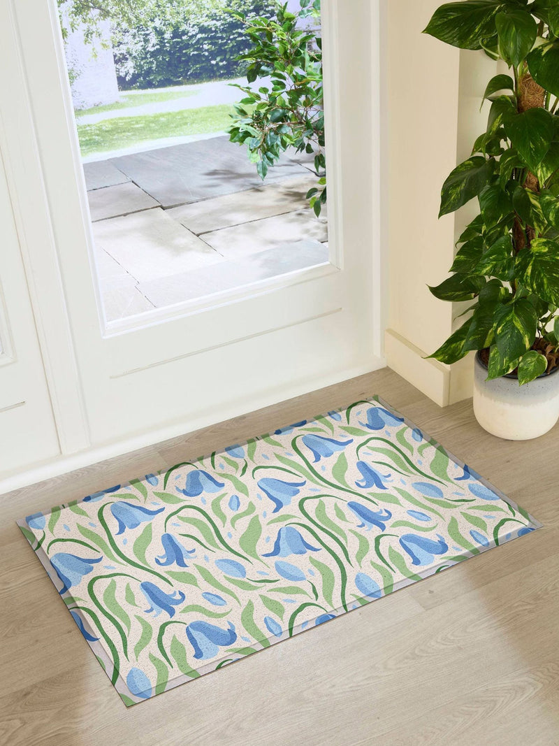 Artsy Mats Blue Bluebells pattern doormat 90x60cm, imported from the UK