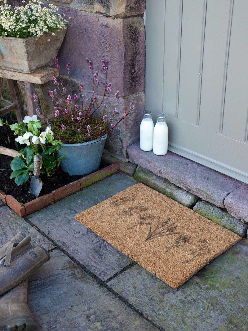 Artsy Mats brown wild flowers doormat 60x40cm - British product