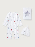 The White Company white cotton baby gift set with London print, imported from the UK