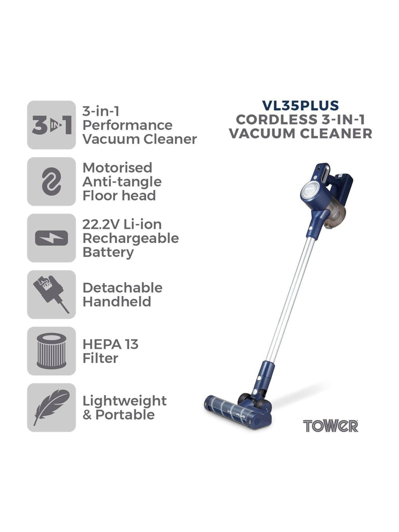 Tower VL35 cordless 3-in-1 vacuum cleaner blue (British brand)