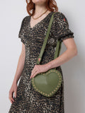 SCAMP & DUDE green heart studded cross-body bag 23cm - British product