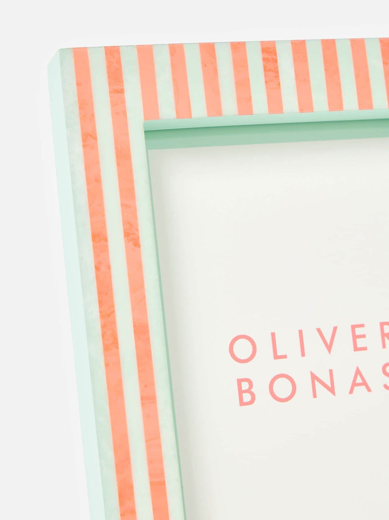 Oliver Bonas photo frame Sage & Coral Paloma Stripe 5x7, imported from the UK