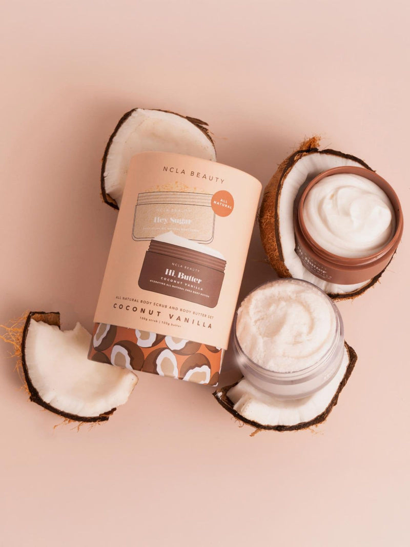 NCLA Beauty body scrub and butter gift set coconut vanilla 100ml, UK version
