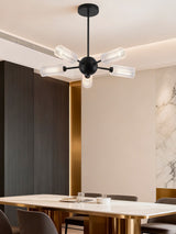 Next Searchlight Black Maxwell 5 Light Semi Flush Ceiling Light with Textured Acrylic Shades- Buy online at McGrocer