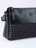 Lakeland Leather black Waverton woven cross-body bag - British product