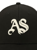 AllSaints black Gothic AS Logo baseball cap, imported from the UK