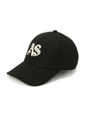 AllSaints black Gothic AS Logo baseball cap, imported from the UK