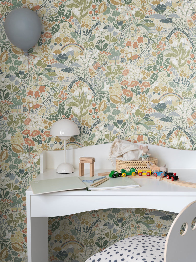 Galerie Wallcoverings Green Resan Kids wallpaper sample A4 - British product