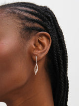 Next Inicio Sterling Silver Pave Twist Cage Drop Earrings- Buy online at McGrocer