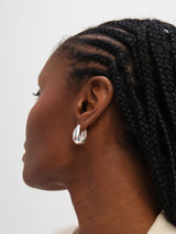 Next Inicio Silver Tone Polished Dome Hoop Earrings - Gift Pouch- Buy online at McGrocer