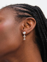 Next Inicio Silver Tone Graduated Cubic Zirconia Bezel Drop Earrings- Buy online at McGrocer