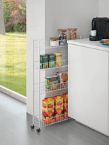 Next Metaltex White Fino Extra Slim 4 Tier Storage Rolling Cart- Buy online at McGrocer