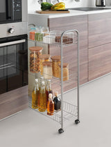 Next Metaltex Silver Slim Deluxe 3 Tier Storage Rolling Cart- Buy online at McGrocer