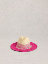 Next White Stuff Pink Colour Block Fedora Hat- Buy online at McGrocer