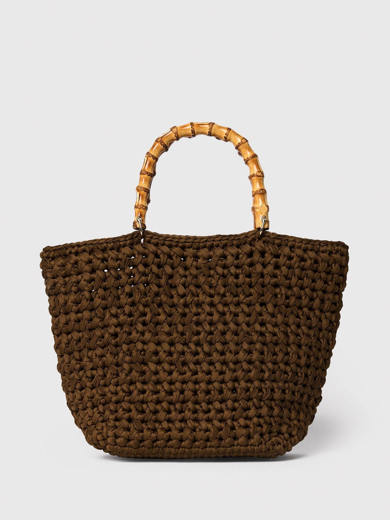 Whistles green bamboo handle crochet bag, UK version