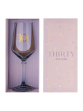 Widdop light blue wine glass with gold 30 decal 23.5cm (British brand)
