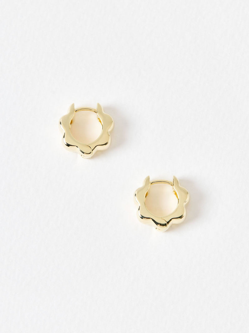 Oliver Bonas gold plated scalloped flower clicker hoop earrings - British product