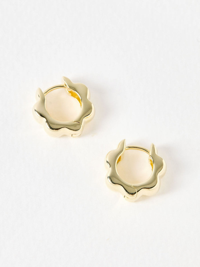 Oliver Bonas gold plated scalloped flower clicker hoop earrings - British product
