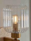 Gallery Home beige Travine ribbed marble wall light - British product