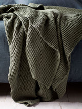 Next Secret Linen Store Olive Green Big Waffle Throw Blanket- Buy online at McGrocer
